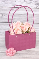 Сумка для цветов влагостойкая, Тиснение квадрат, Бордовый, 22*13,5*10,5 см (Д*В*Ш), 1 шт.