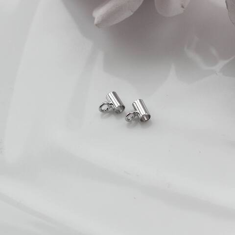 Трубочка с петелькой, спейсер, 5*3 мм, родий, П609