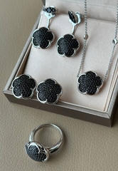 Колье Giardini из серебра 925 пробы с черными микроцирконами