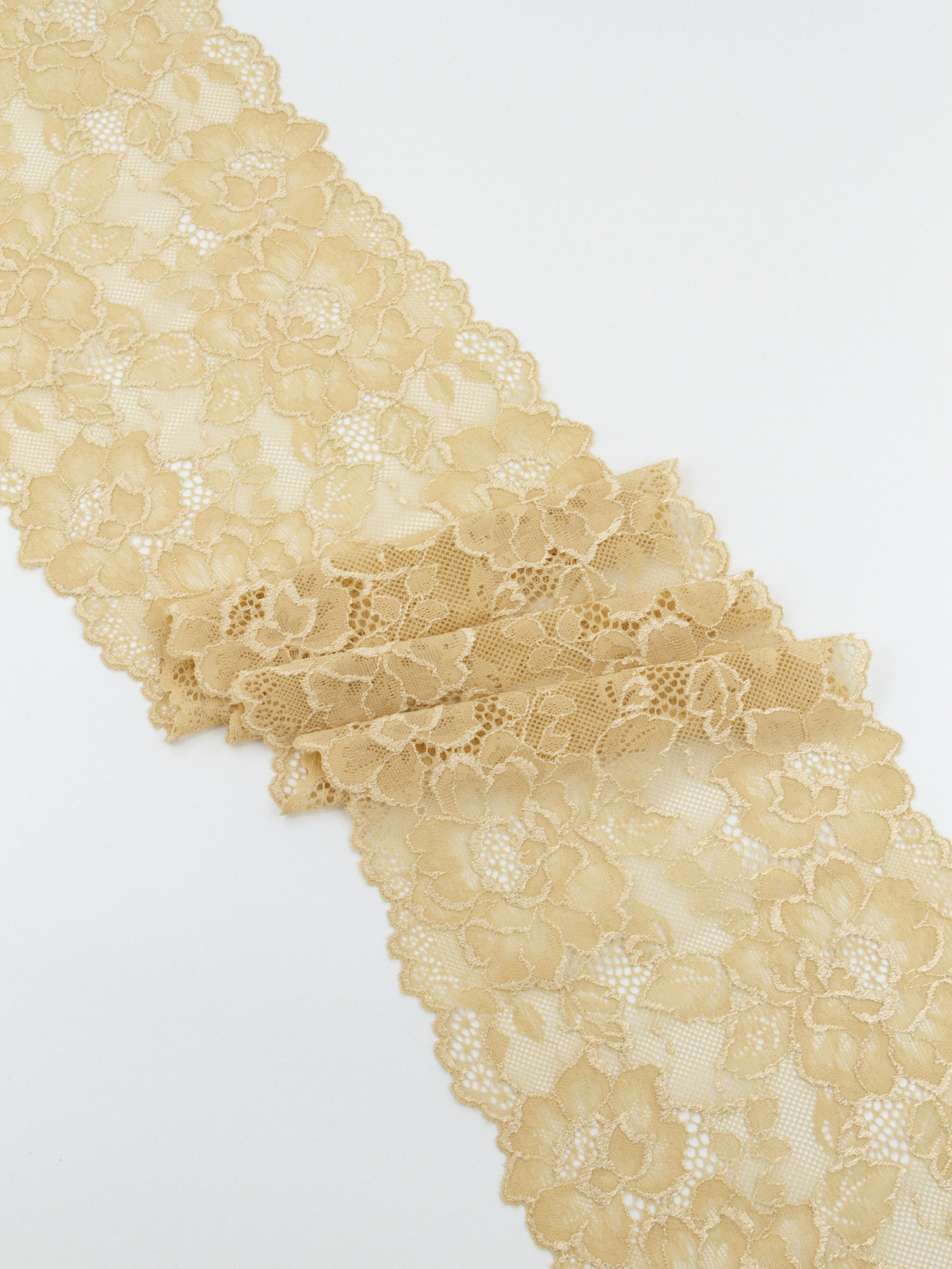 Эластичное кружево бежевое ширина 17 см