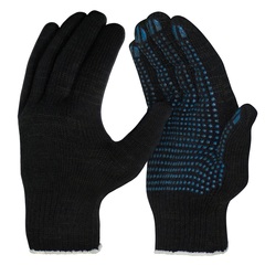 Перчатки 10 класс (4 нити) с ПВХ черные (10 пар)