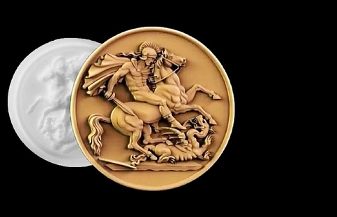 Силиконовый молд № 2286 медальон Георгий Победоносец