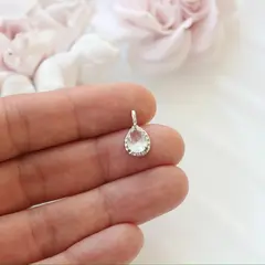 Подвеска Капля с белым фианитом, 15*8 мм, родий, П418