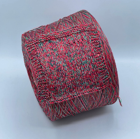 Авторская смотка, 240м, Хлопок/Кашемир/Шелк/Меринос/Лен/Полиэстер(пайетка), Клубничная поляна,38137