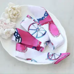 Твилли (шарф) розовый/белый, 85*4 см, ПТ005