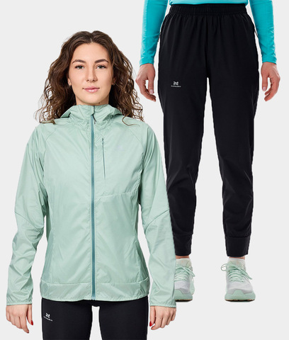 Женский беговой костюм с капюшоном Nordski Easy Run Pro Light Ice Mint/Black