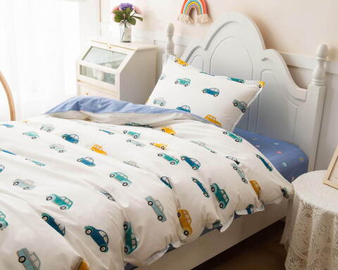 Детское постельное белье Sofi De MarkO Машинки Ретро белое