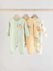Комбинезон / Cлип для малышей Next E19-696, 3 шт., Светло-зеленый, Светло-желтый, Молочный