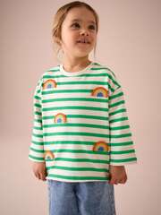 Лонгслив для девочки Next E44-973, Белый, Зеленый