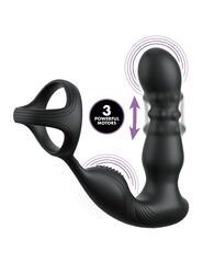 Черный вибростимулятор простаты с кольцом Ass-gasm Slide & Glide