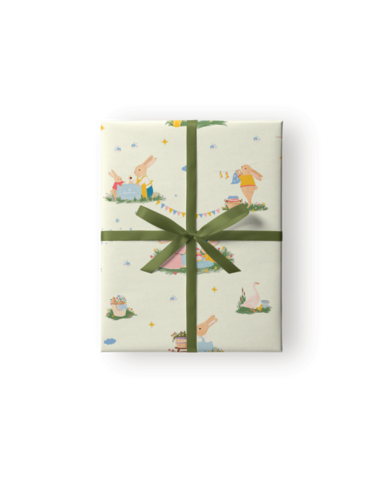 Упаковочная бумага, Зайки на лужайке, 0,7*1 м, 1 лист
