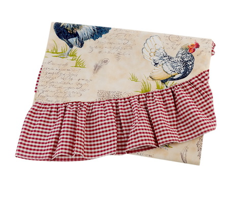 Скатерть 140x180 Old Florence Gallo бежевая с красной оборкой