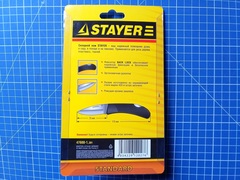 STAYER 75 мм, средний, с обрезиненной ручкой, складной нож (47600-1)