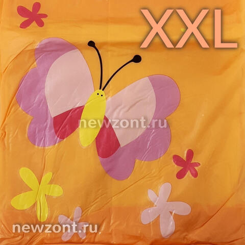 Дождевик детский XXL 120-130 см YA YUE с бабочкой оранжево-желтый