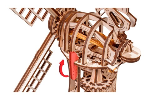 Ветряная механическая мельница от EWA - Деревянный конструктор, Сборная модель из фанеры, 3D пазл, для интерьера, хобби