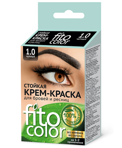 Стойкая крем-краска для бровей и ресниц Fitocolor, Черный(2прим)2х2 мл. (ФИТОкосметик)