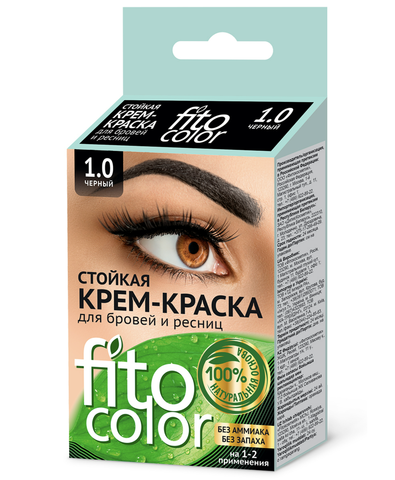 Стойкая крем-краска для бровей и ресниц Fitocolor, Черный2прим2х2 мл. ФИТОкосметик