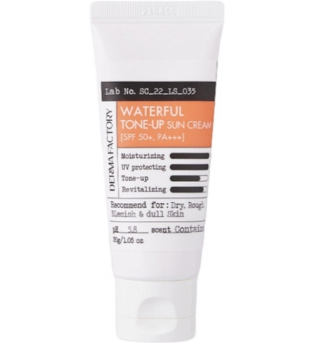 Derma Factory Крем солнцезащитный увлажняющий - Waterful tone-up sun cream SPF 50+ PA+++, 30мл
