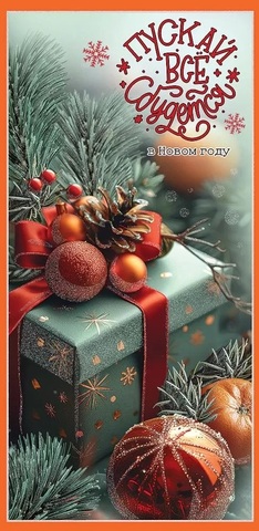 Открытка-конверт, Пускай все сбудется в Новом Году, с блестками, 8*17 см, 5 шт.
