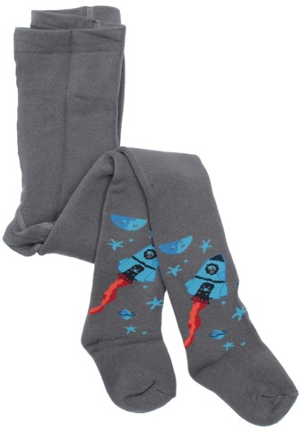 Серые махровые колготки с ракетами RuSocks
