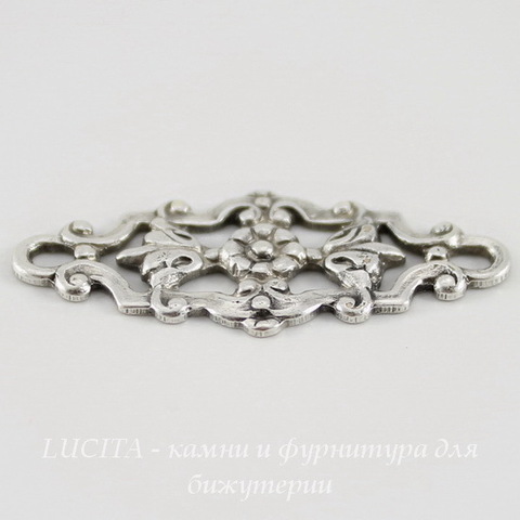 Винтажный декоративный элемент - коннектор (1-1) 29х12 мм (оксид серебра) ()
