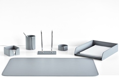 Настольный набор 6 предметов из кожи, цвет серый №22