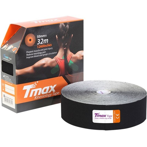 Тейп кинезиологический Tmax 32m Extra Sticky Black (5 см x 32 м), арт. 423242, черный