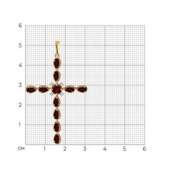 732080 - Подвеска-крест из золота с гранатами и фианитами