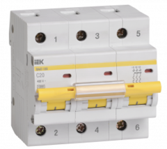 Автоматический выключатель ИЭК 3 20А ВА 47-100 х-ка С MVA40-3-020-C