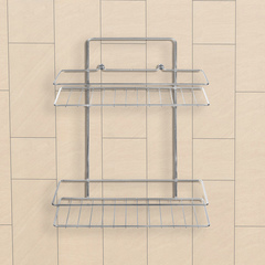 67-0-657 Полка для ванной прямая 2 яруса гальваника цинк,цвет хром (РемоКолор)