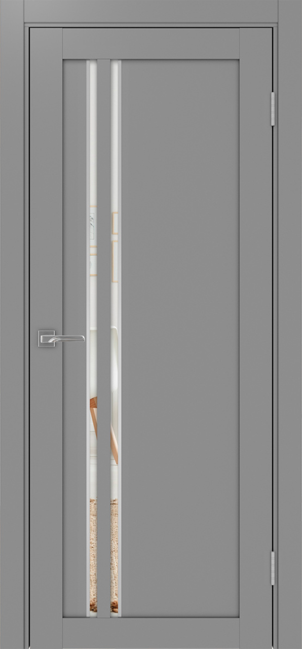 Дверь межкомнатная Оптима Порте Турин 525.121 АПС молдинг SC, цвет серый, экошпон, зеркало