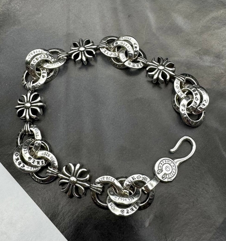 Браслет МАЛЬТИЙСКИЙ КРЕСТ из стали с посеребрением style by CHROME HEARTS