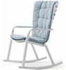 Уличное кресло-качалка Folio белое с голубой подушкой