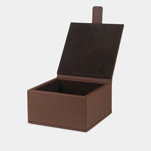 Кофр для хранения из кожи теленка, цвета шоколад
