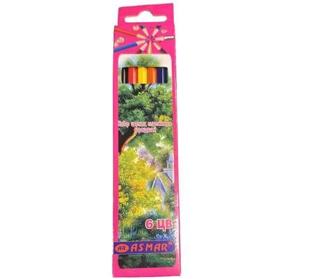 НАБОР ЦВЕТНЫХ ПЛАСТИКОВЫХ КАРАНДАШЕЙ 6 ЦВЕТОВ 