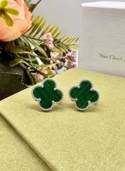 55135 - Серьги Trendy клевер из стали (lux) с агатом на английском замке