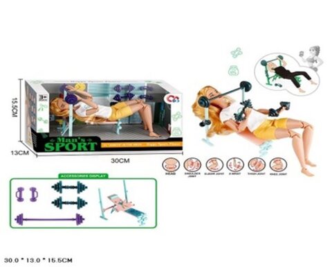 Кукла шарнирная спортсменка  размер 30*16