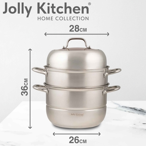 Мантоварка-пароварка Jolly Kitchen три яруса, диаметр 28 см, нержавеющая сталь