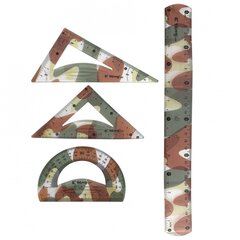 
          Набор чертежный Yalong, 30 см, пластиковый, 4 предмета, гибкий, "Милитари", пакет с европодвесом