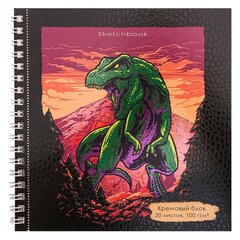 
          Скетчбук 160*160 мм., 20л. "Опасный динозавр" 100 г/м2, Проф-Пресс, гребень, ламинация, твин-лак, холодная фольга