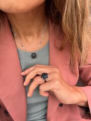 Колье Giardini из серебра 925 пробы с черными микроцирконами