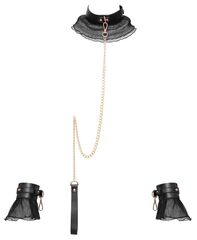 Черный бондажный комплект с плиссировкой