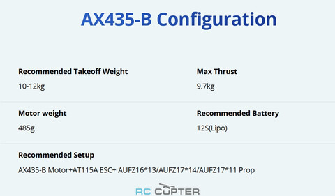 T-Motor AX435-B KV250 (17", 12S, 9.7 кг)