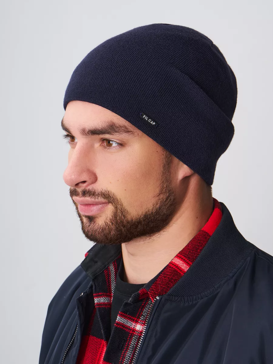 Шапка зимняя на флисе бини вязаная осень