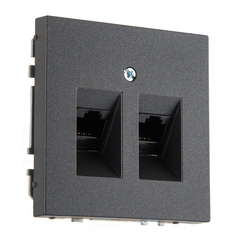 Розетка компьютерная RJ45 двойная LIREGUS MODERN IKL-002-01.M/BM антрацит матовый