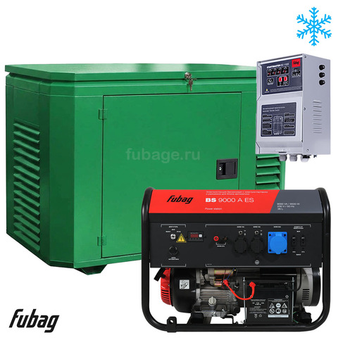 Бензиновый генератор в зимнем кожухе с блоком АВР Fubag BS 9000 A ES/1200SCW RAL 6005