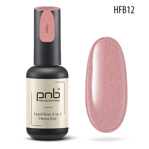 База без содержания HEMA PNB HFB12 УФ/ЛЕД, 8 мл пыльно-розовая с деликатным шиммером