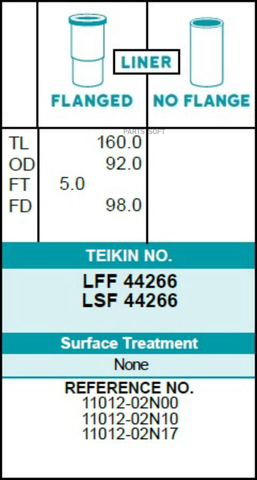 Гильза блока цилиндров TEIKIN LFF44266 (4шт/упак) хонингованная