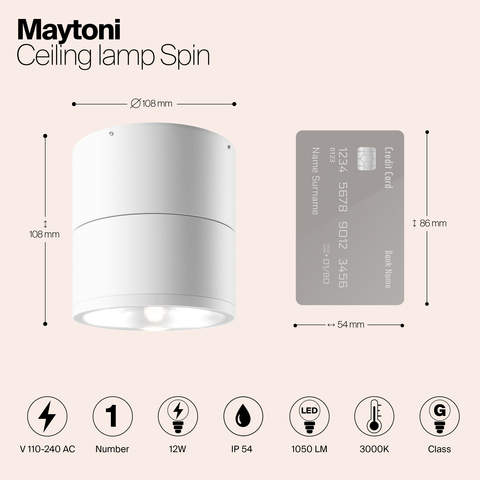 Накладной светодиодный светильник Maytoni Spin O310CL-L12W3K