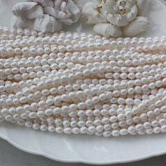 Жемчуг натуральный речной, рис, 4,8-6,5 мм, 1 нить, Ж021